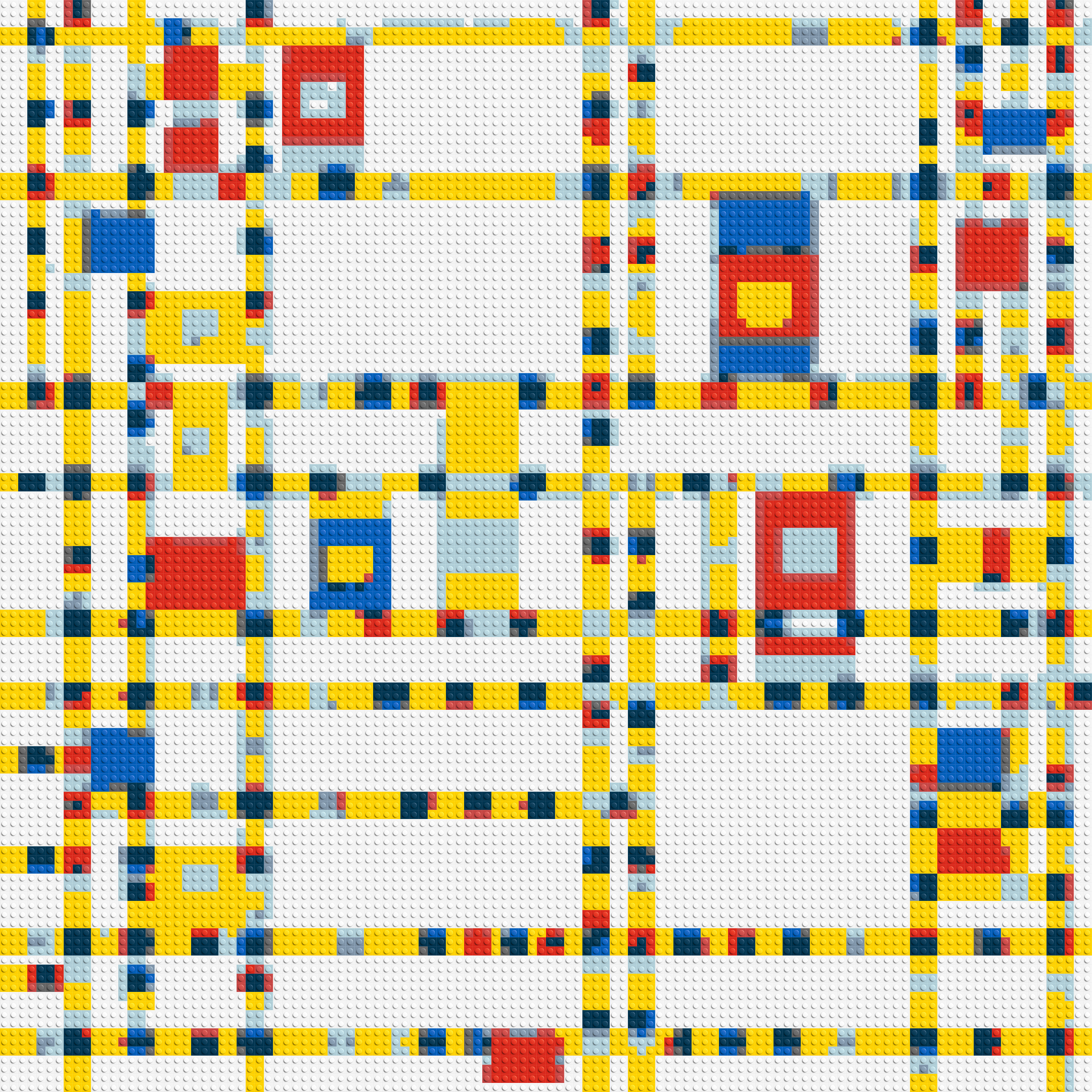 Broadway Boogie Woogie by Piet Mondrian - Brick Art Mosaic Kit