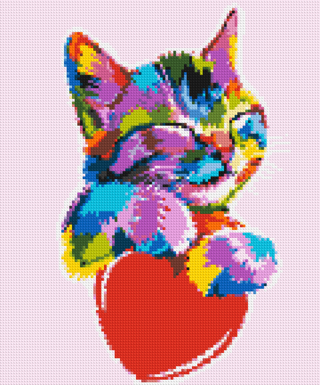 Cat with a Heart Colorful Pop Art - Brick Art Mosaic Kit