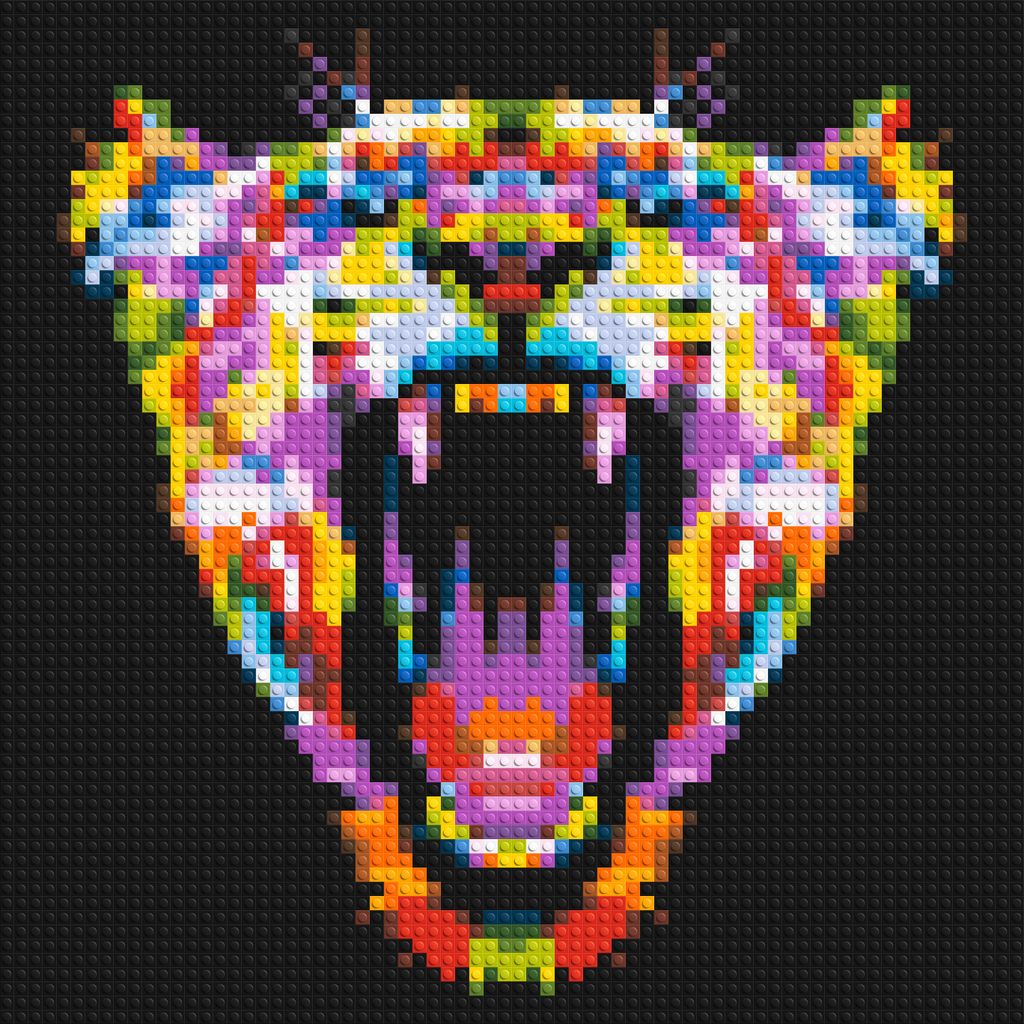 Roaring Tiger Colorful Pop Art - Brick Art Mosaic Kit