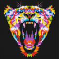 Roaring Tiger Colorful Pop Art - Brick Art Mosaic Kit