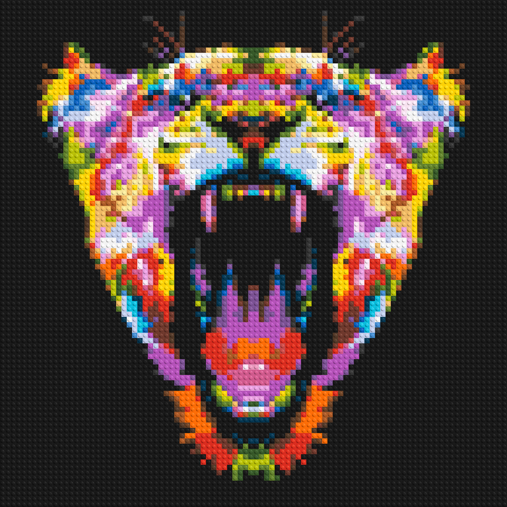 Roaring Tiger Colorful Pop Art - Brick Art Mosaic Kit