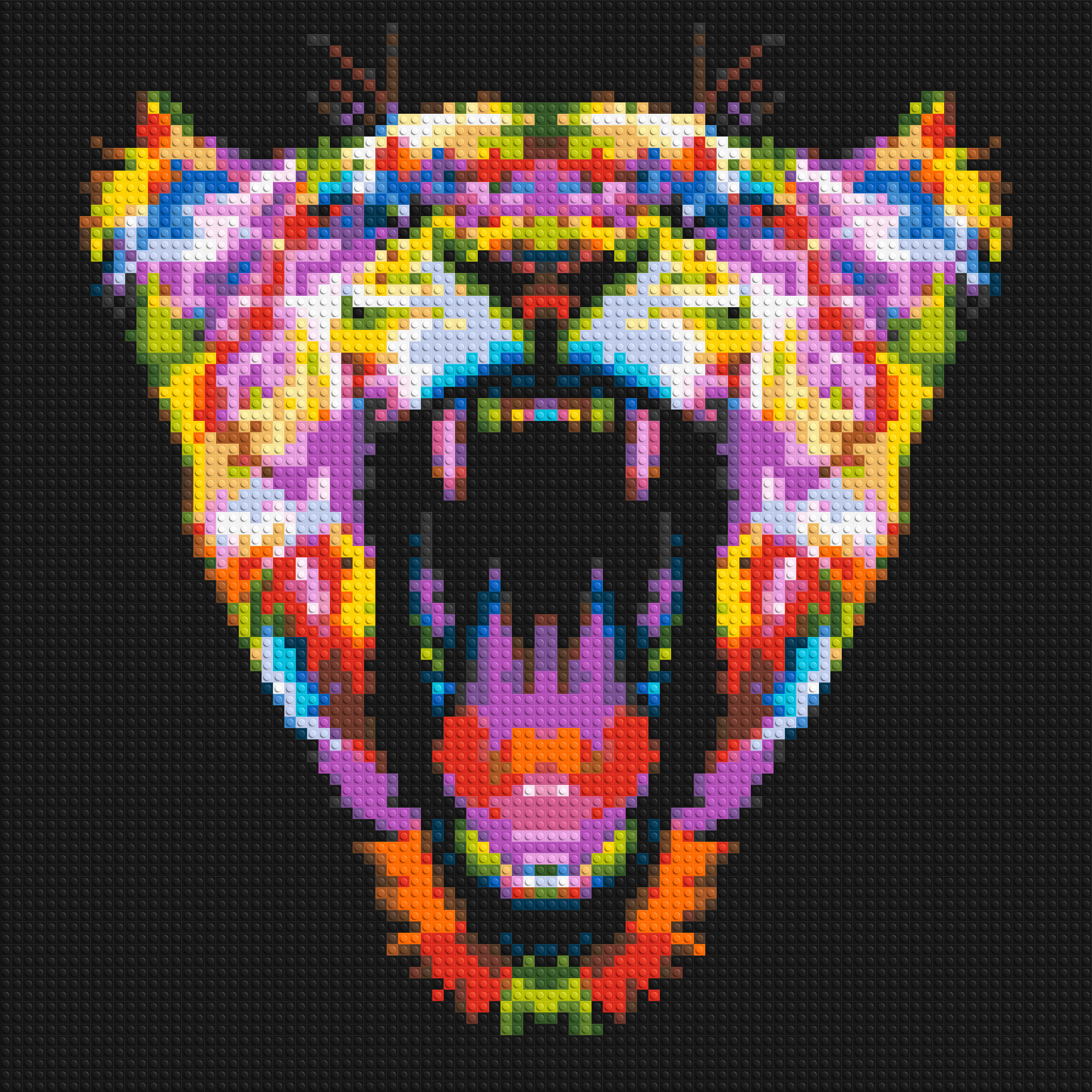 Roaring Tiger Colorful Pop Art - Brick Art Mosaic Kit