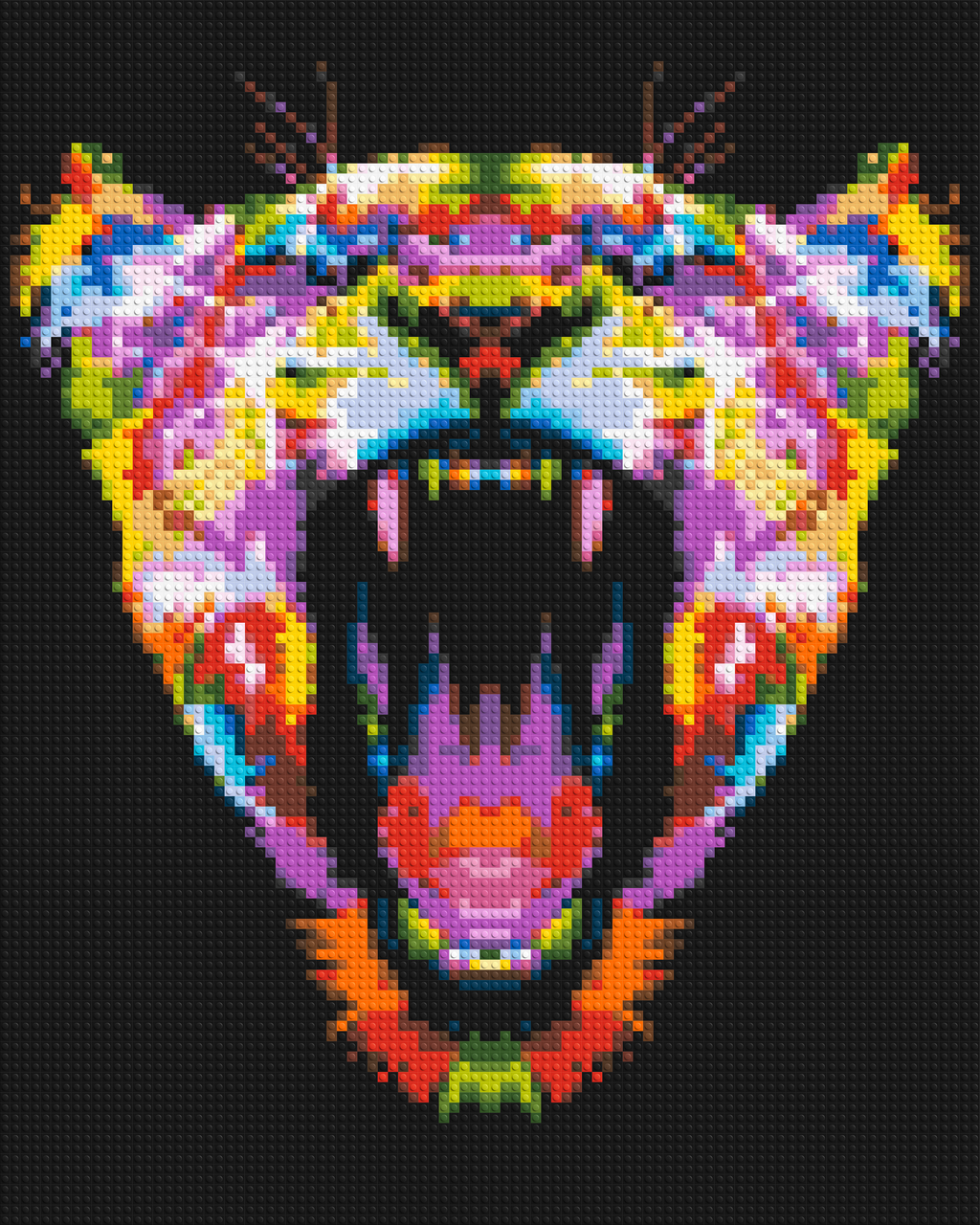Roaring Tiger Colorful Pop Art - Brick Art Mosaic Kit