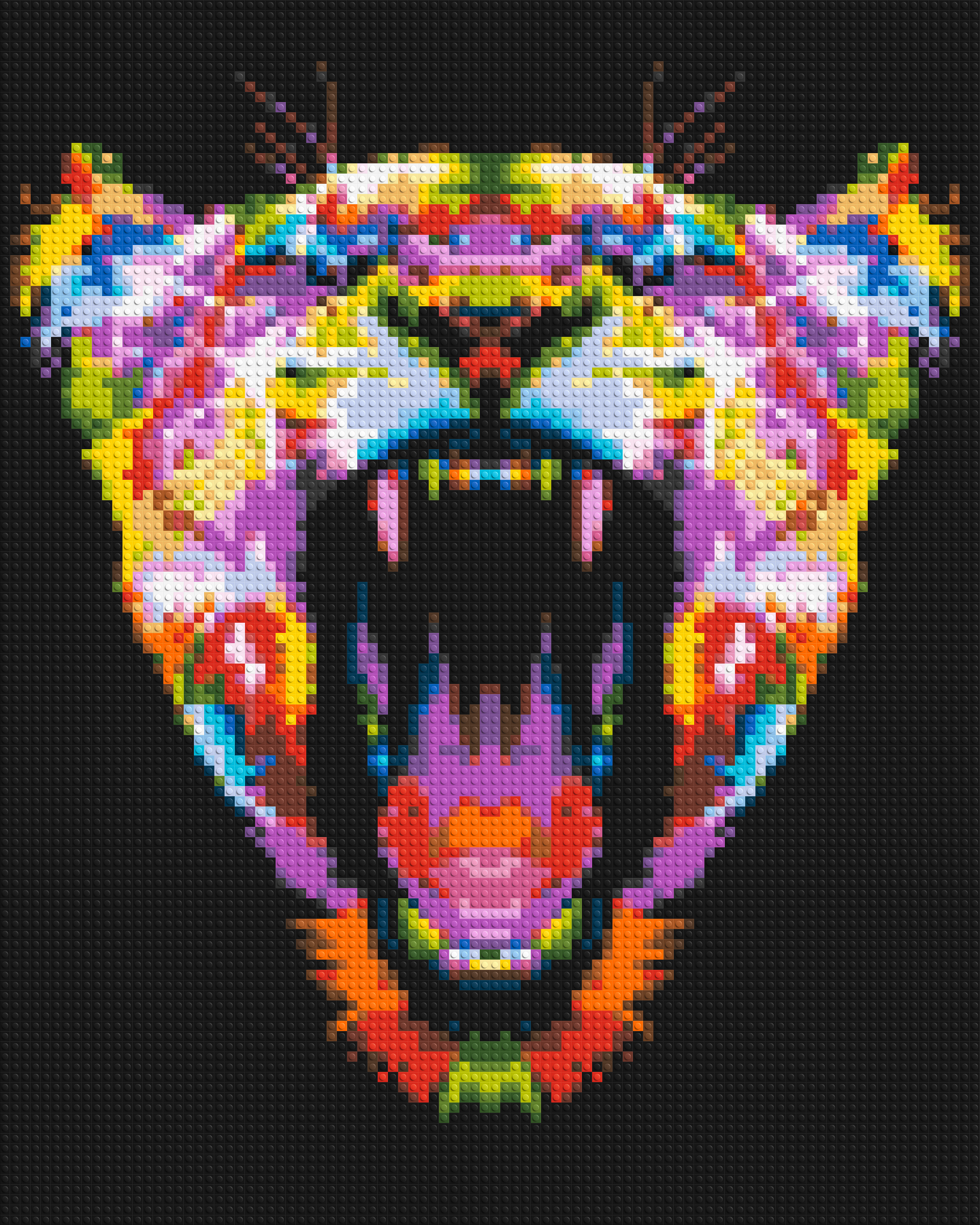 Roaring Tiger Colorful Pop Art - Brick Art Mosaic Kit