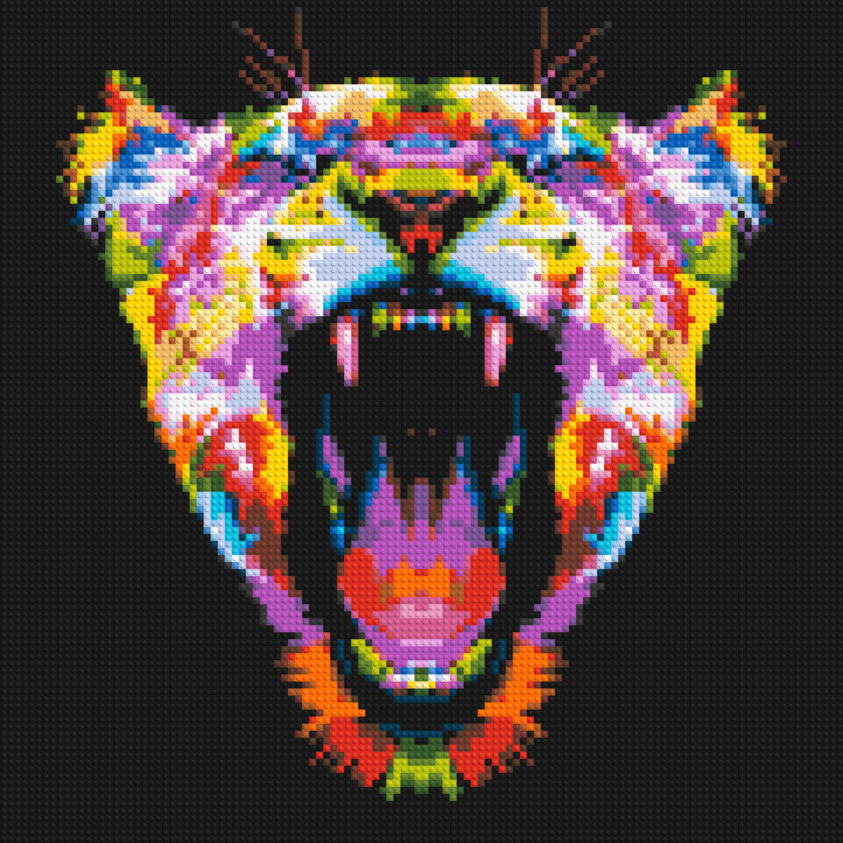 Roaring Tiger Colorful Pop Art - Brick Art Mosaic Kit