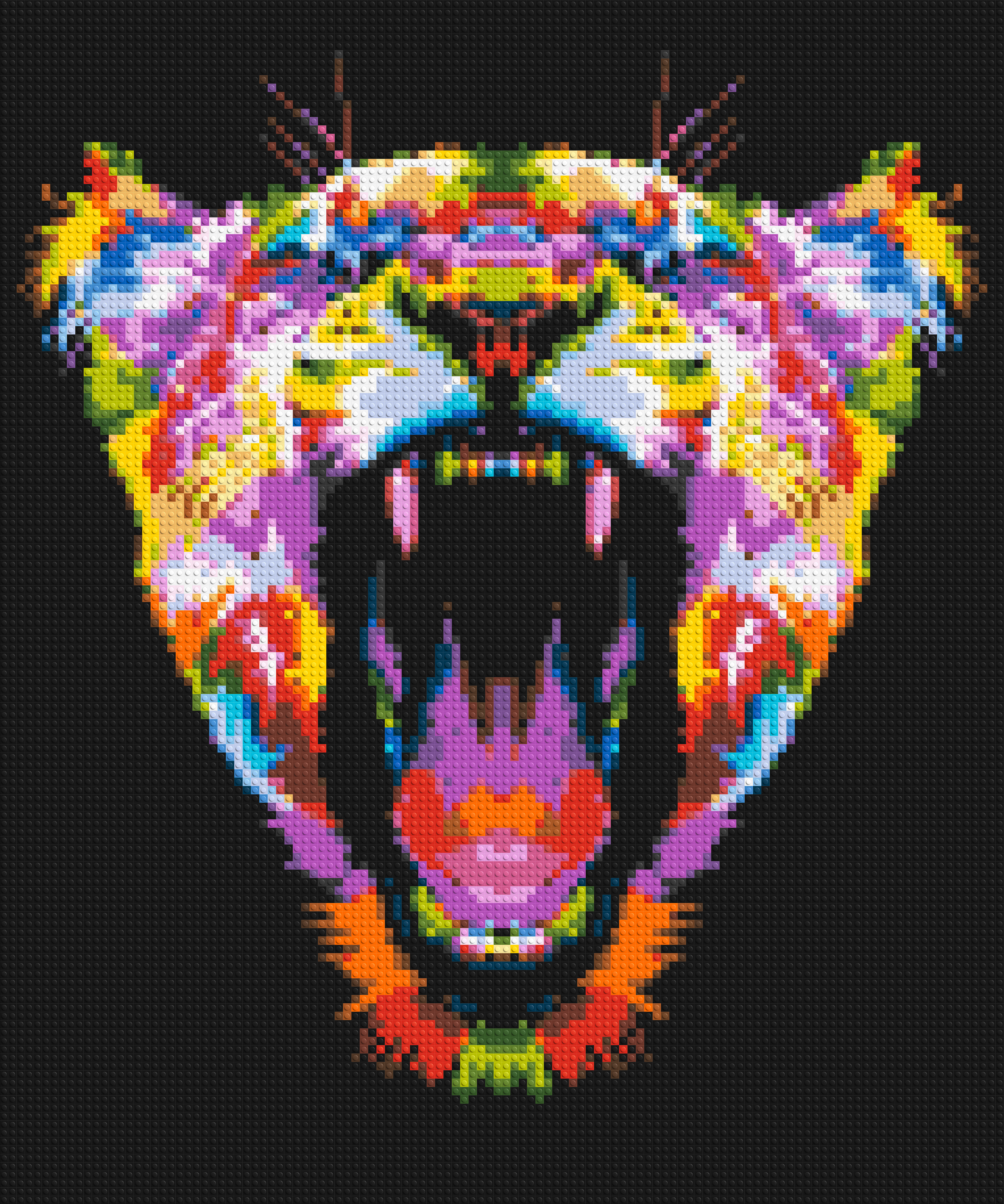 Roaring Tiger Colorful Pop Art - Brick Art Mosaic Kit