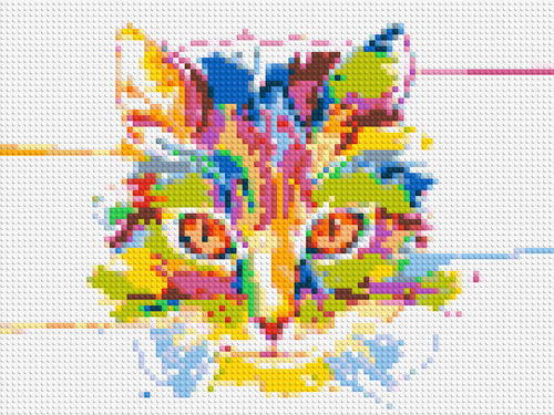Abstract Cat Colorful Pop Art - Brick Art Mosaic Kit