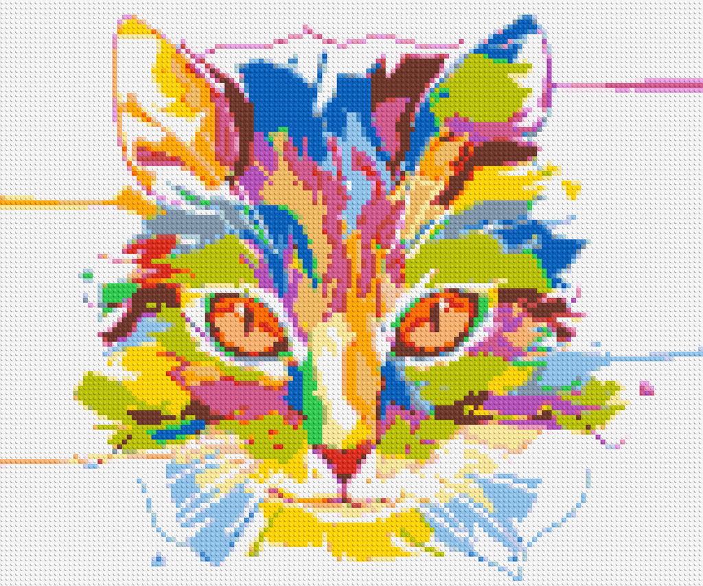 Abstract Cat Colorful Pop Art - Brick Art Mosaic Kit