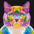 Lazy Cat Colorful Pop Art - Brick Art Mosaic Kit