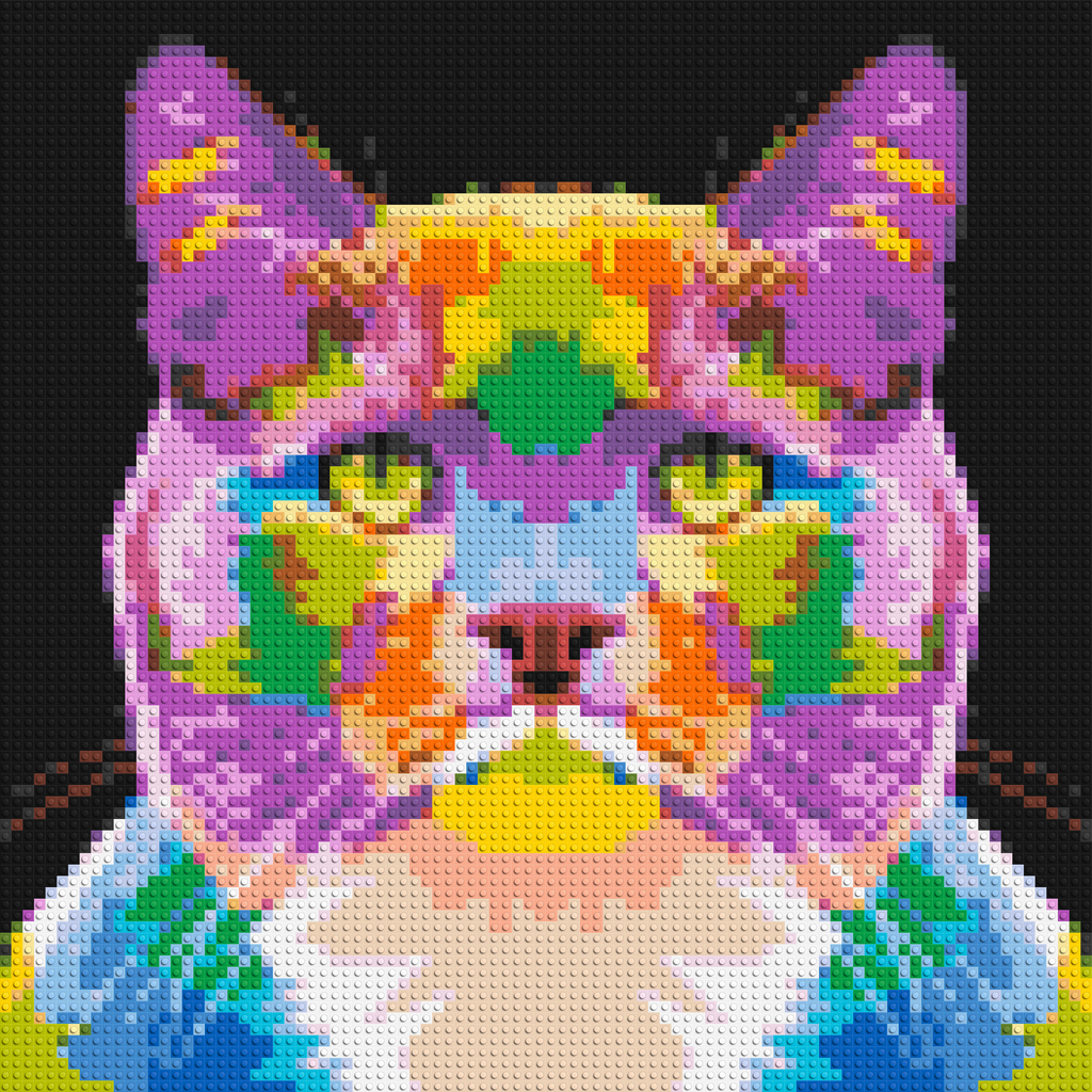 Lazy Cat Colorful Pop Art - Brick Art Mosaic Kit