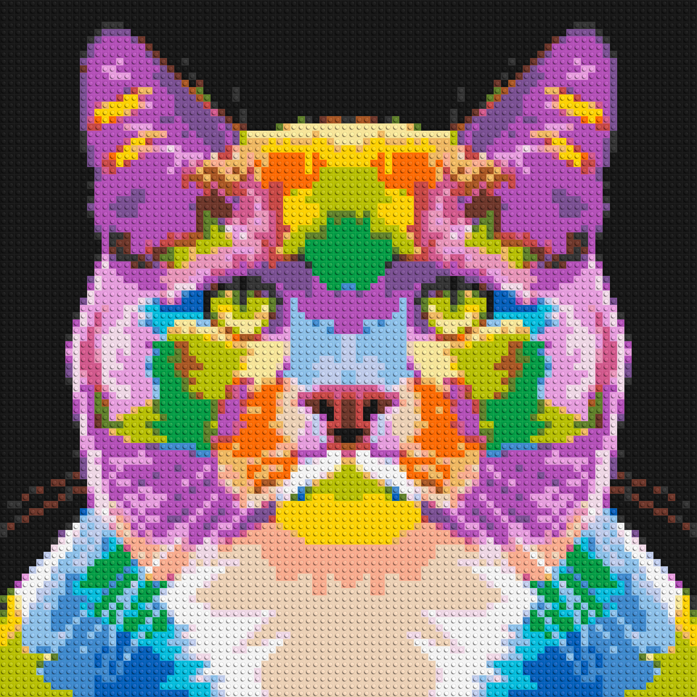 Lazy Cat Colorful Pop Art - Brick Art Mosaic Kit