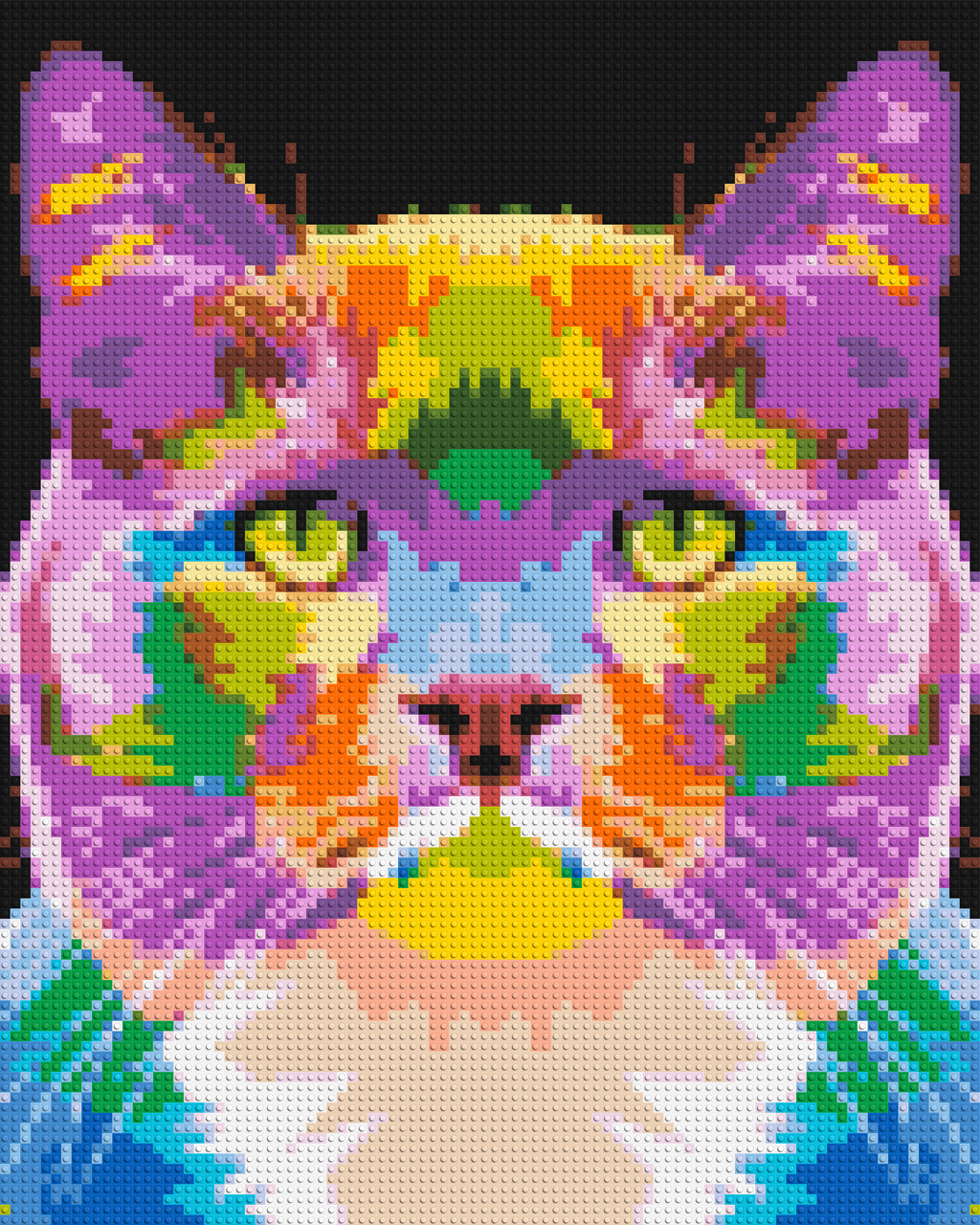 Lazy Cat Colorful Pop Art - Brick Art Mosaic Kit