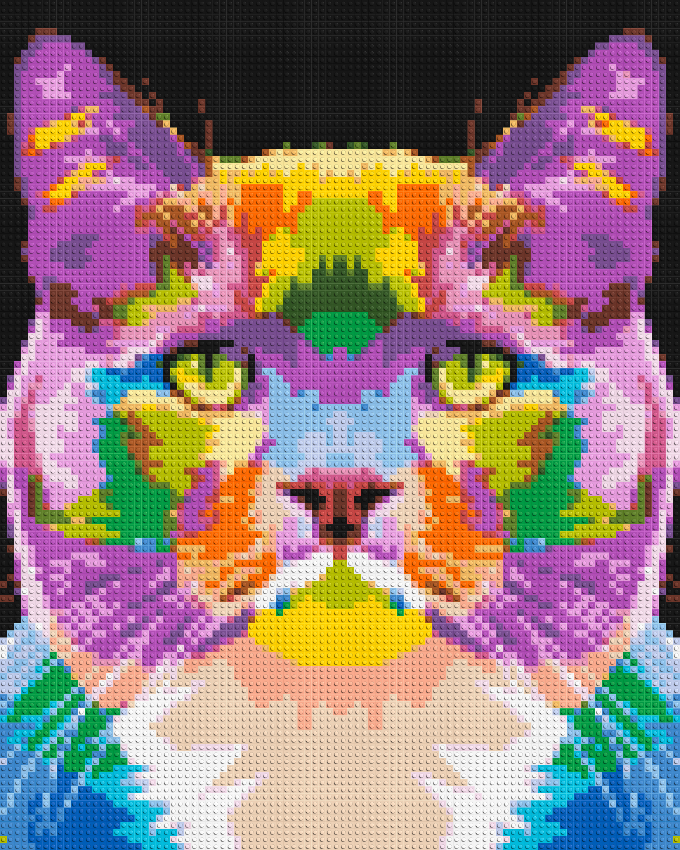 Lazy Cat Colorful Pop Art - Brick Art Mosaic Kit