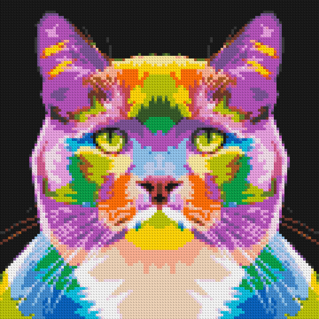 Lazy Cat Colorful Pop Art - Brick Art Mosaic Kit