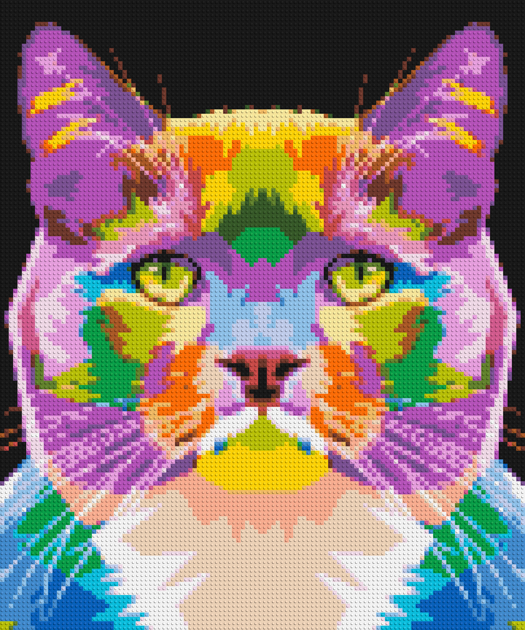 Lazy Cat Colorful Pop Art - Brick Art Mosaic Kit