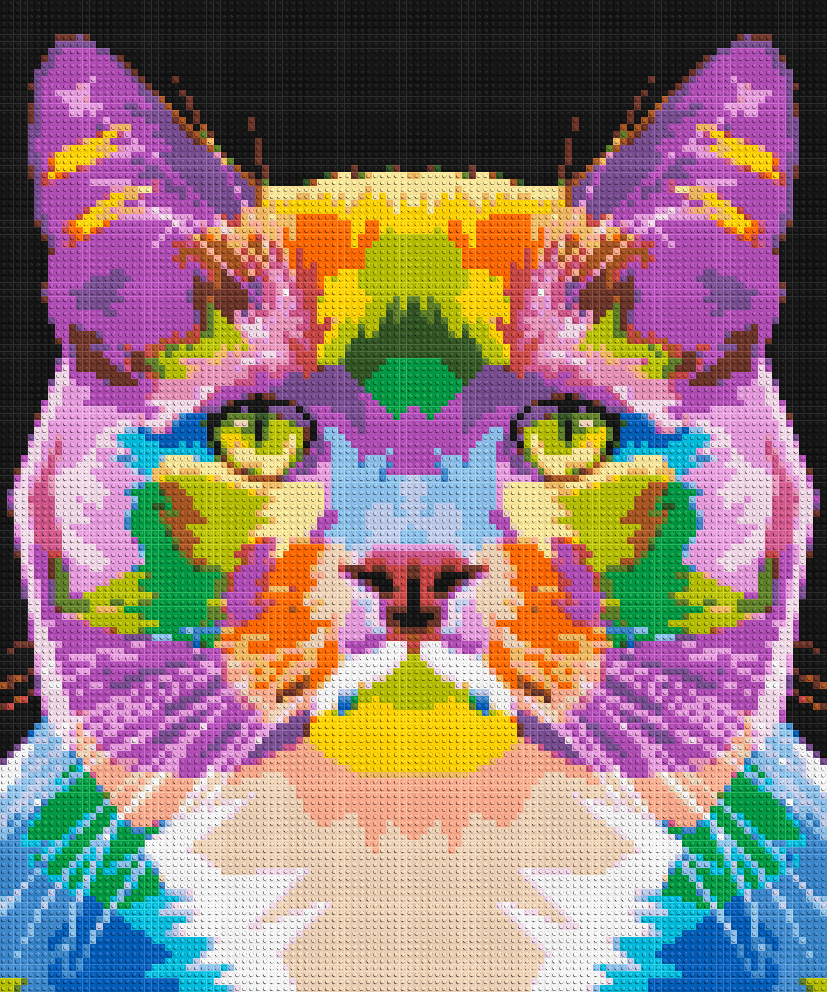 Lazy Cat Colorful Pop Art - Brick Art Mosaic Kit