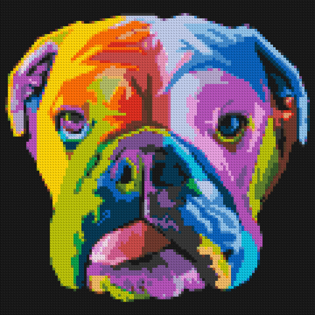 English Bulldog Colorful Pop Art - Brick Art Mosaic Kit