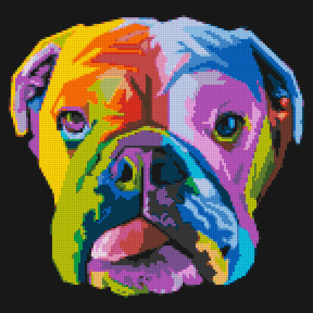 English Bulldog Colorful Pop Art - Brick Art Mosaic Kit