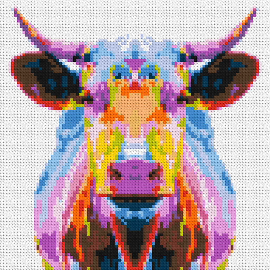 Cow Colorful Pop Art  - Brick Art Mosaic Kit