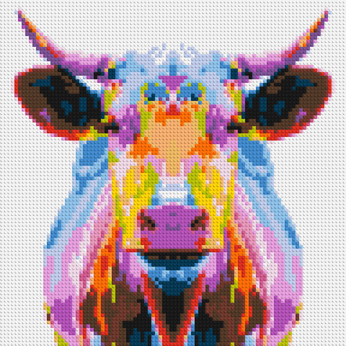 Cow Colorful Pop Art  - Brick Art Mosaic Kit