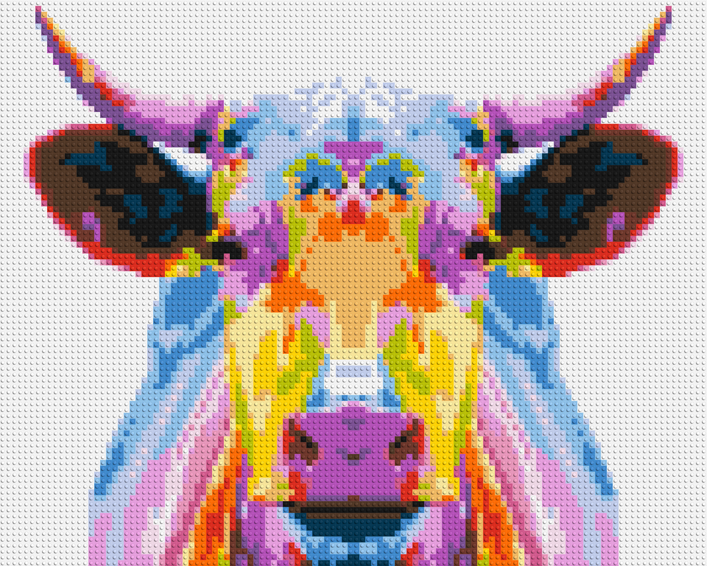 Cow Colorful Pop Art  - Brick Art Mosaic Kit