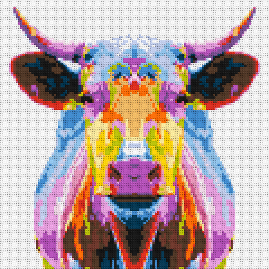 Cow Colorful Pop Art  - Brick Art Mosaic Kit
