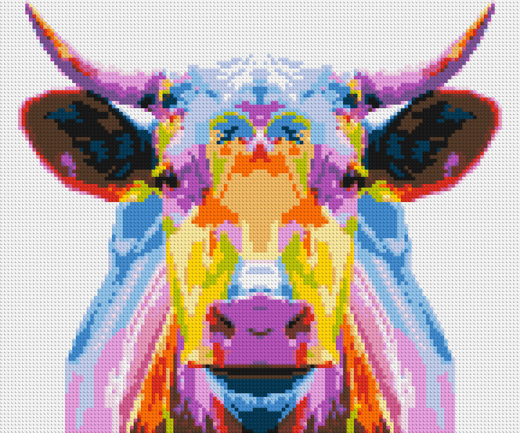 Cow Colorful Pop Art  - Brick Art Mosaic Kit