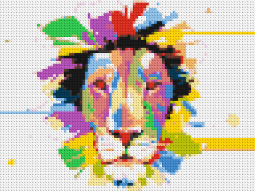 Abstract Lion Colorful Pop Art - Brick Art Mosaic Kit