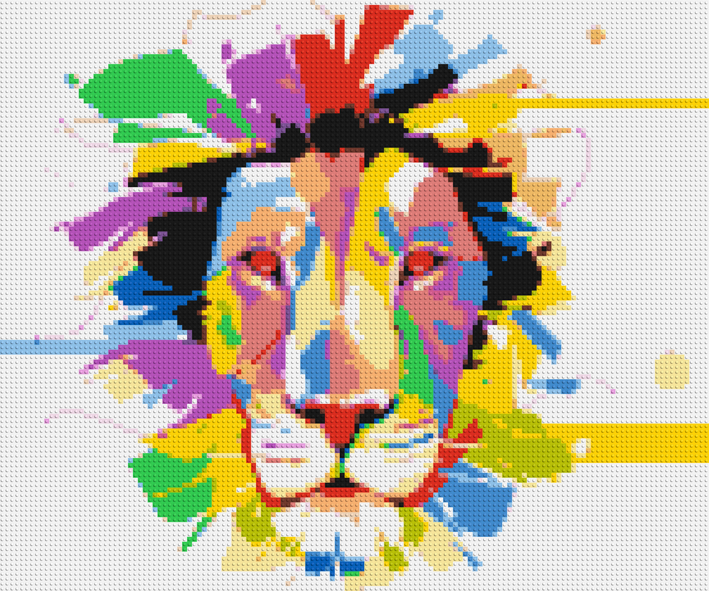 Abstract Lion Colorful Pop Art - Brick Art Mosaic Kit