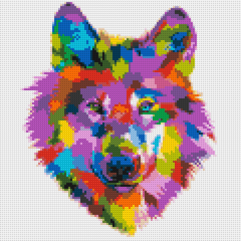 Wolf Colorful Pop Art - Brick Art Mosaic Kit