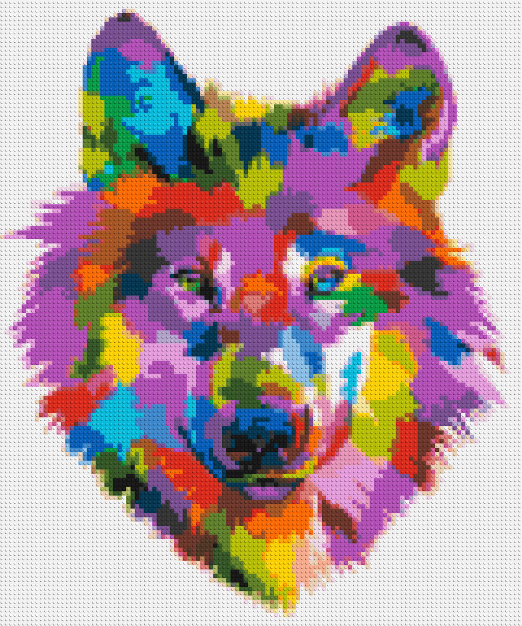 Wolf Colorful Pop Art - Brick Art Mosaic Kit