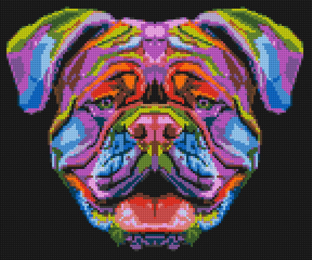 British Bulldog Colorful Pop Art - Brick Art Mosaic Kit