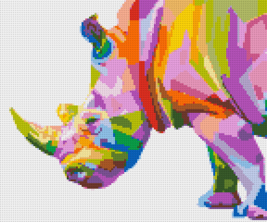 Rhinoceros Colorful Pop Art  - Brick Art Mosaic Kit