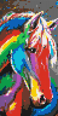 Rainbow Horse Colorful Pop Art - Brick Art Mosaic Kit