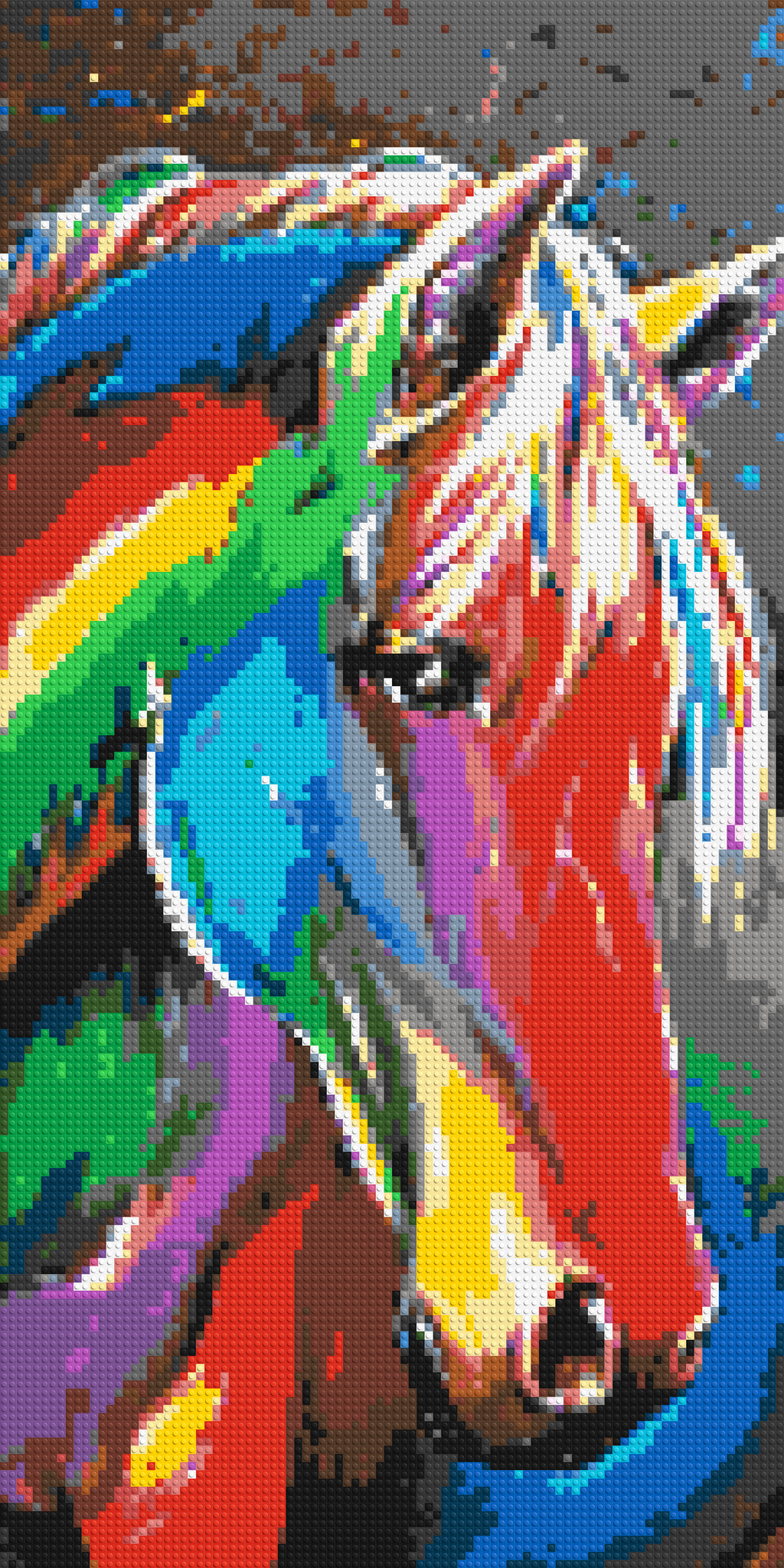 Rainbow Horse Colorful Pop Art - Brick Art Mosaic Kit