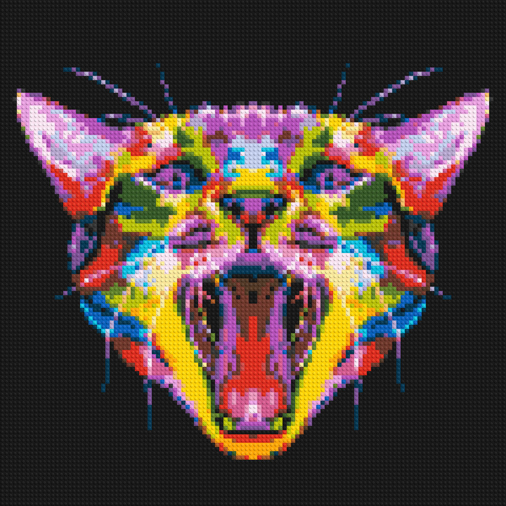 Meowing Cat Colorful Pop Art - Brick Art Mosaic Kit