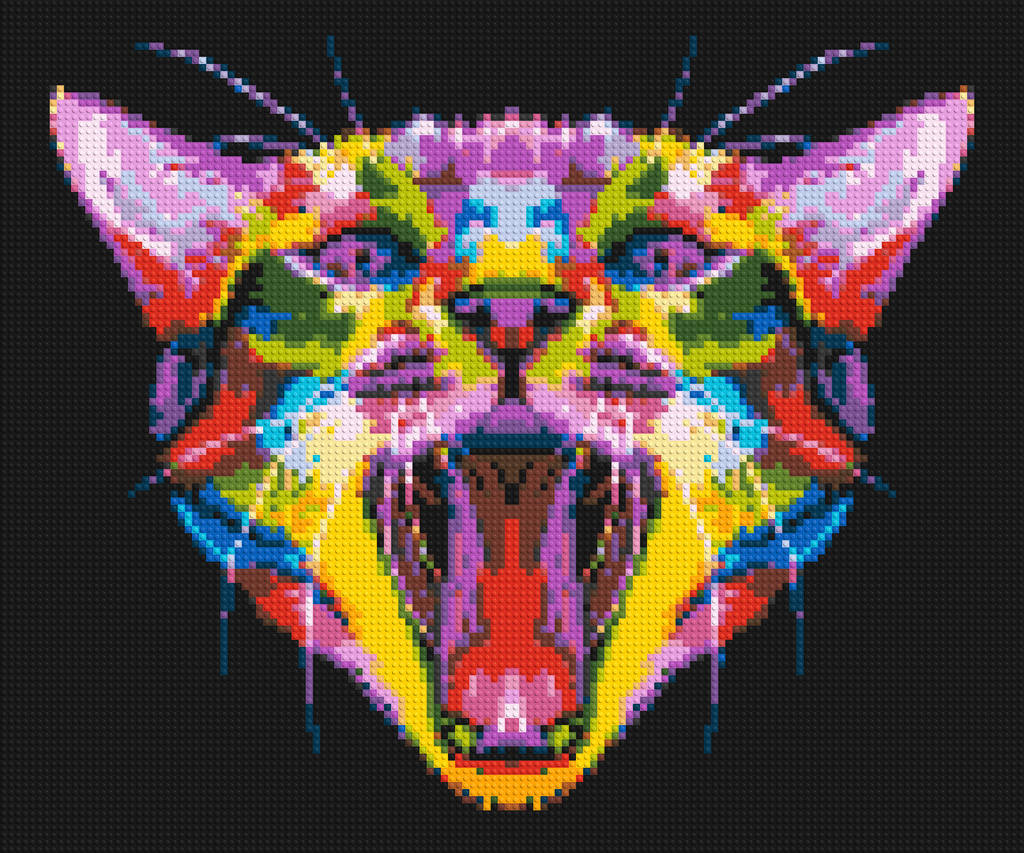 Meowing Cat Colorful Pop Art - Brick Art Mosaic Kit