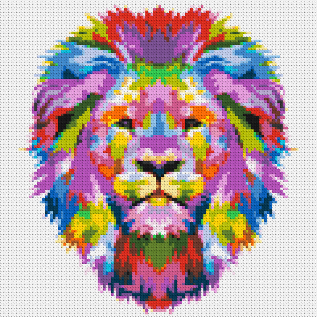 Regal Lion Colorful Pop Art - Brick Art Mosaic Kit