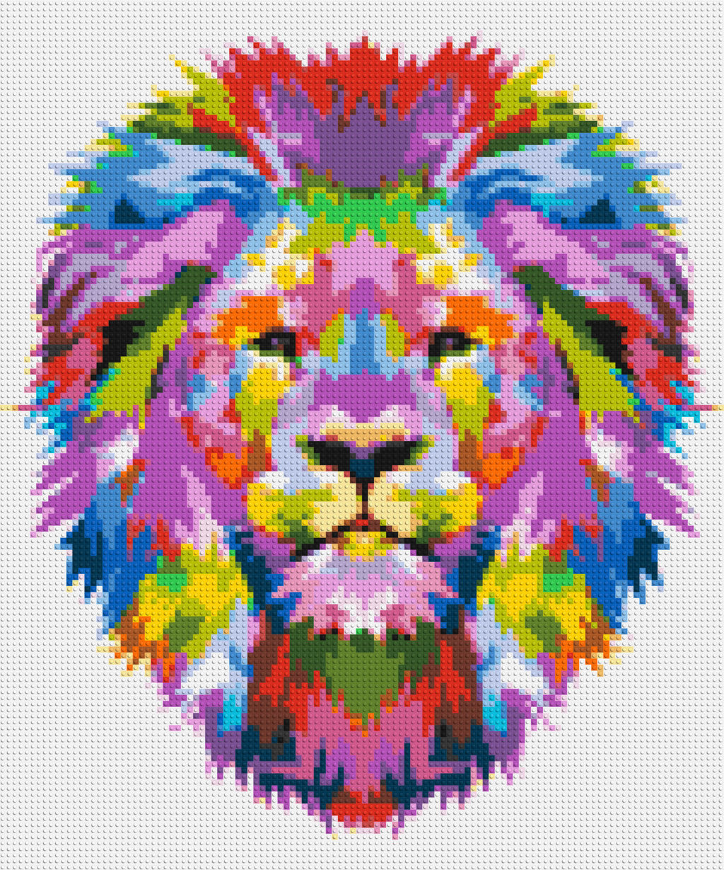 Regal Lion Colorful Pop Art - Brick Art Mosaic Kit