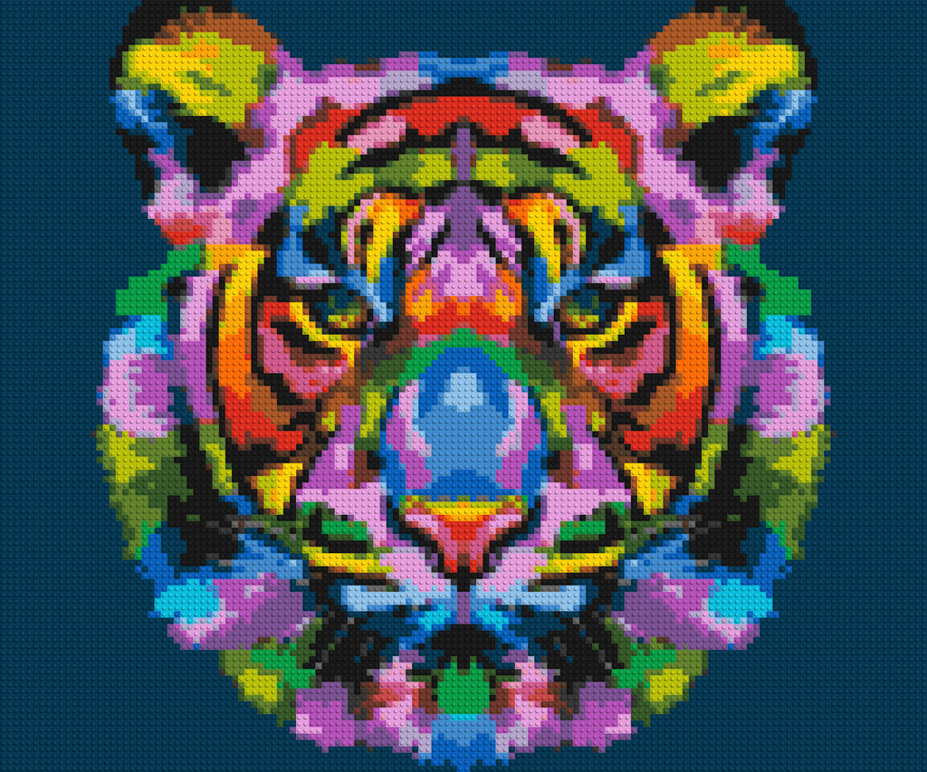 Tiger Colorful Pop Art - Brick Art Mosaic Kit