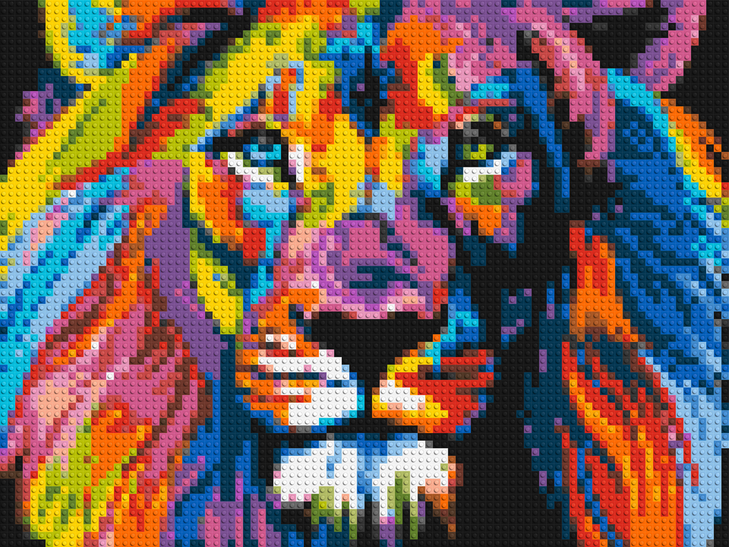 Lion Colorful Pop Art - Brick Art Mosaic Kit
