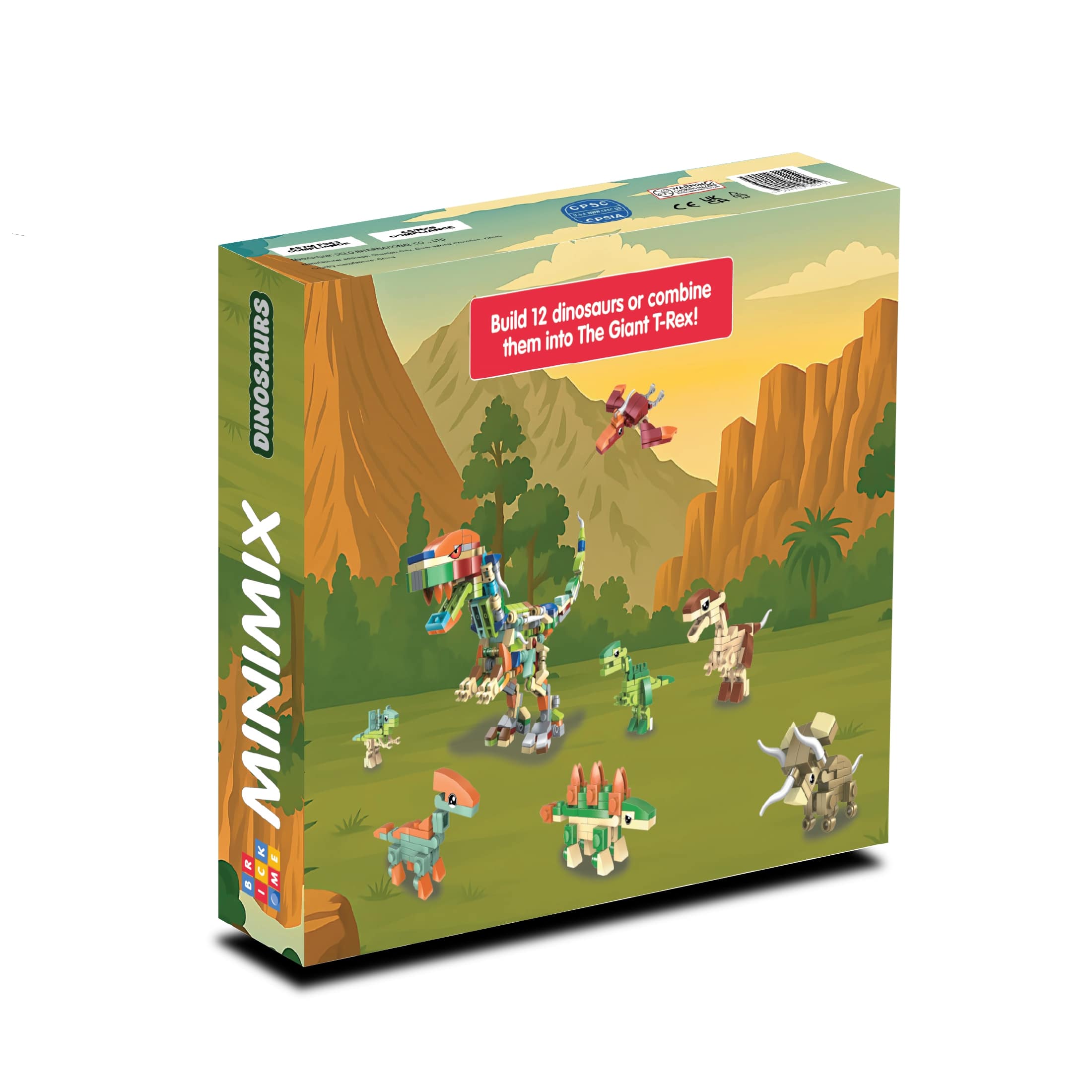MiniMix: Dinosaurs | 12-in-1 + Giant T Rex Combo (394 pcs)