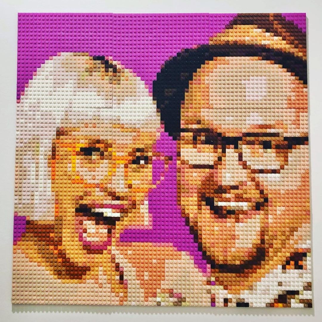 Personalized Brick Mosaic Gift for Couples | LEGO-Compatible Bricks