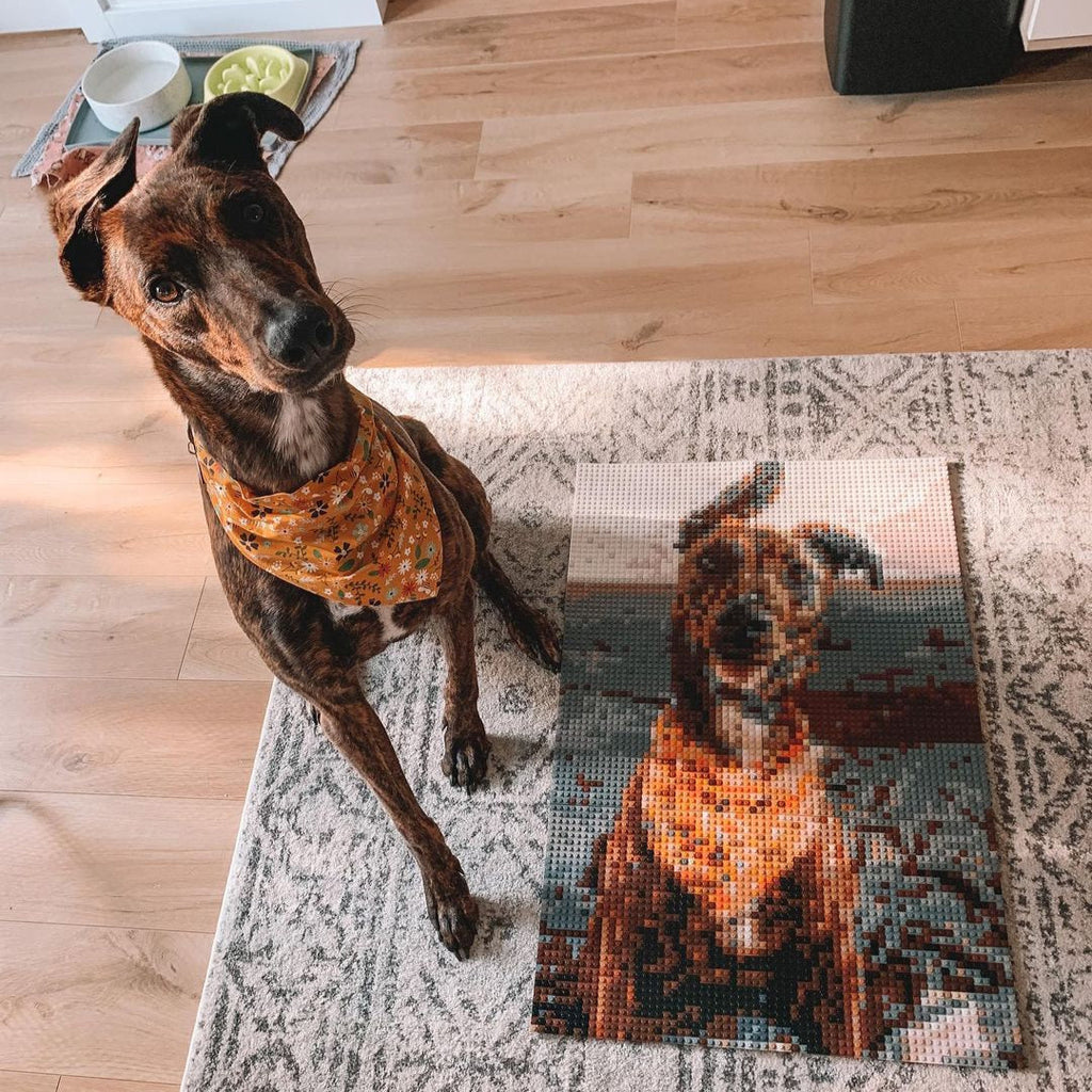 Personalized Brick Mosaic Gift for Dog Lovers | LEGO-Compatible Bricks
