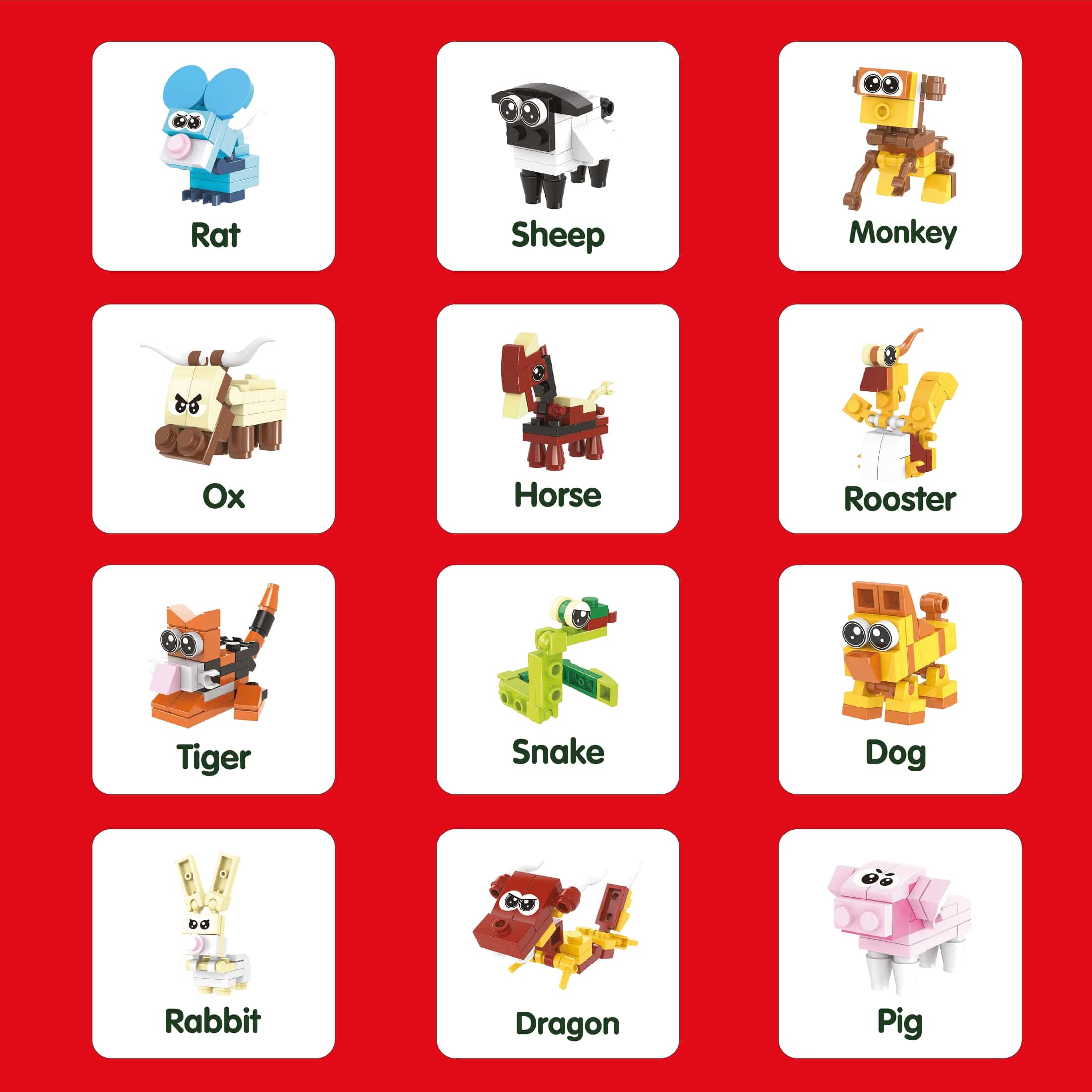 MiniMix: Zodiac Animals | 12-in-1 + Legendary Dragon Combo (268 pcs)