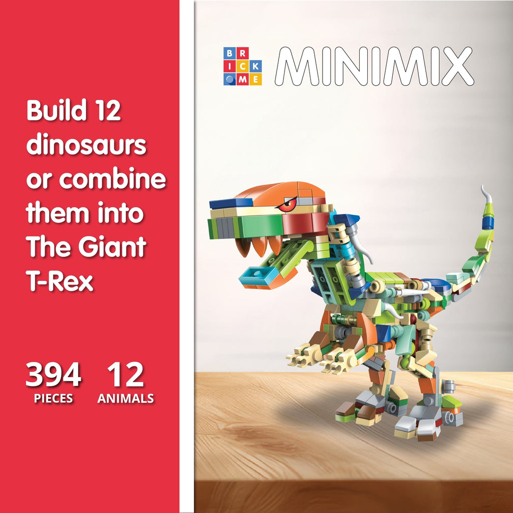 MiniMix: Dinosaurs | 12-in-1 + Giant T Rex Combo (394 pcs)