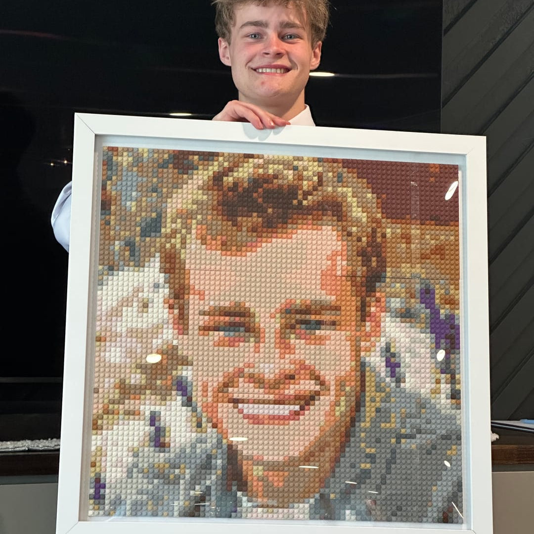 Personalized Brick Mosaic Gift for Him | LEGO-Compatible Bricks
