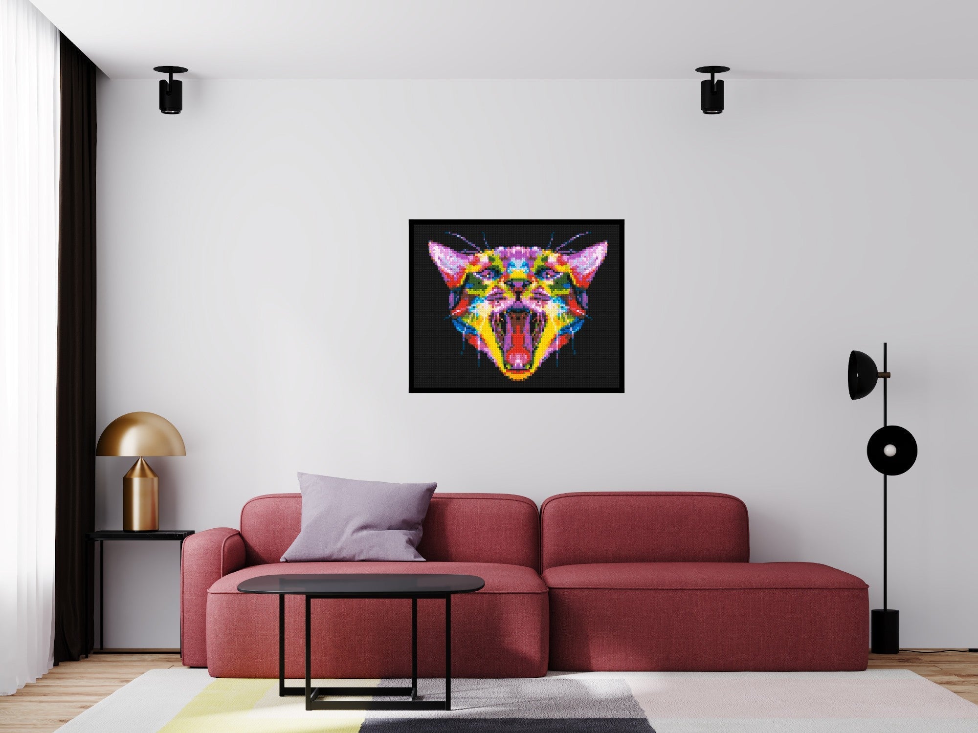 Meowing Cat Colorful Pop Art - Brick Art Mosaic Kit