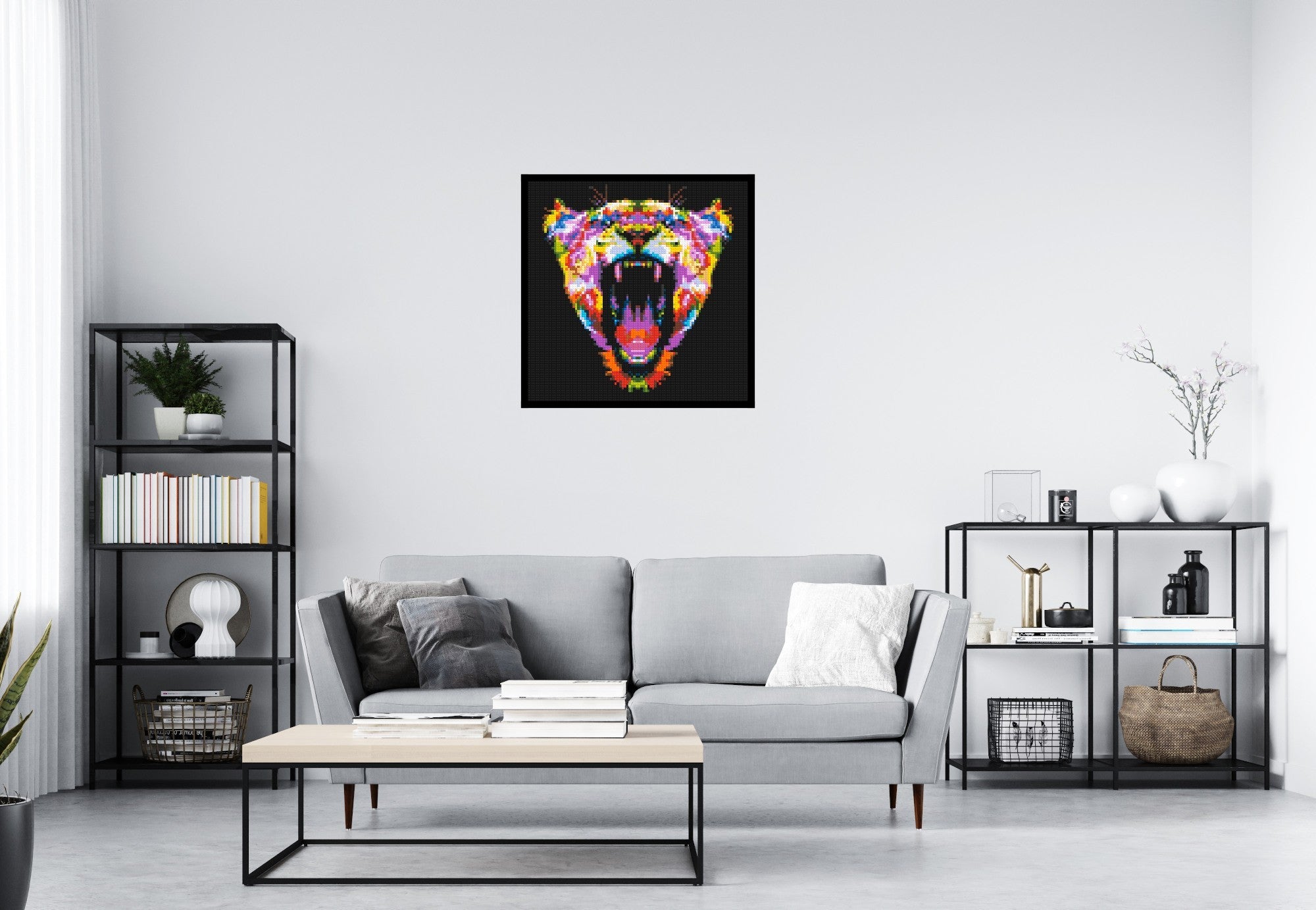 Roaring Tiger Colorful Pop Art - Brick Art Mosaic Kit