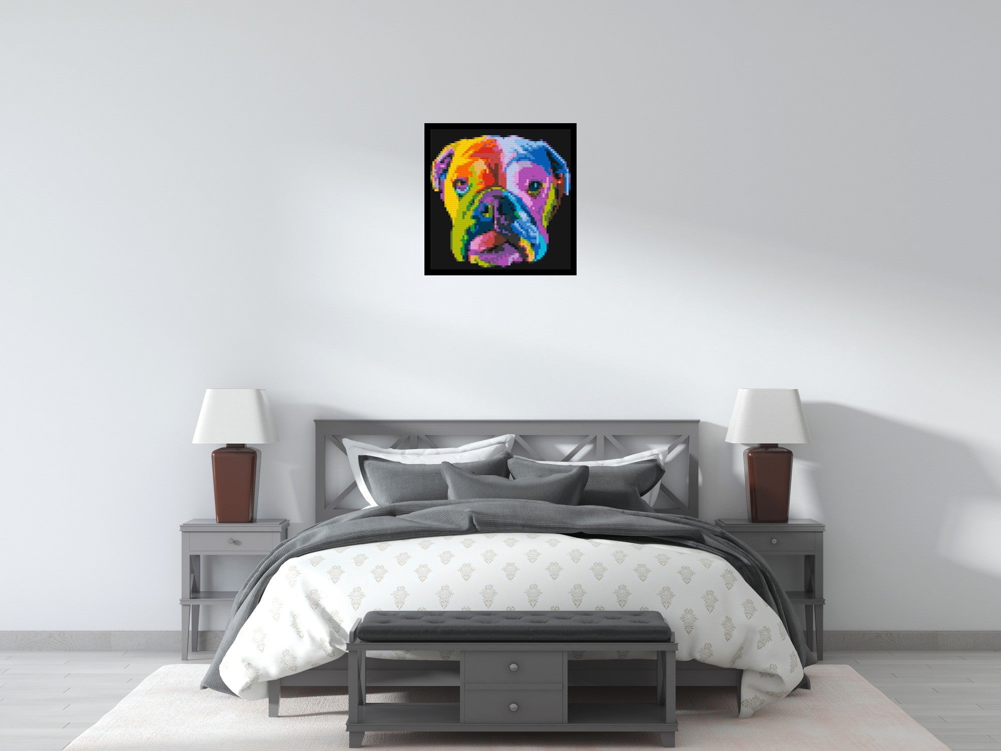 English Bulldog Colorful Pop Art - Brick Art Mosaic Kit